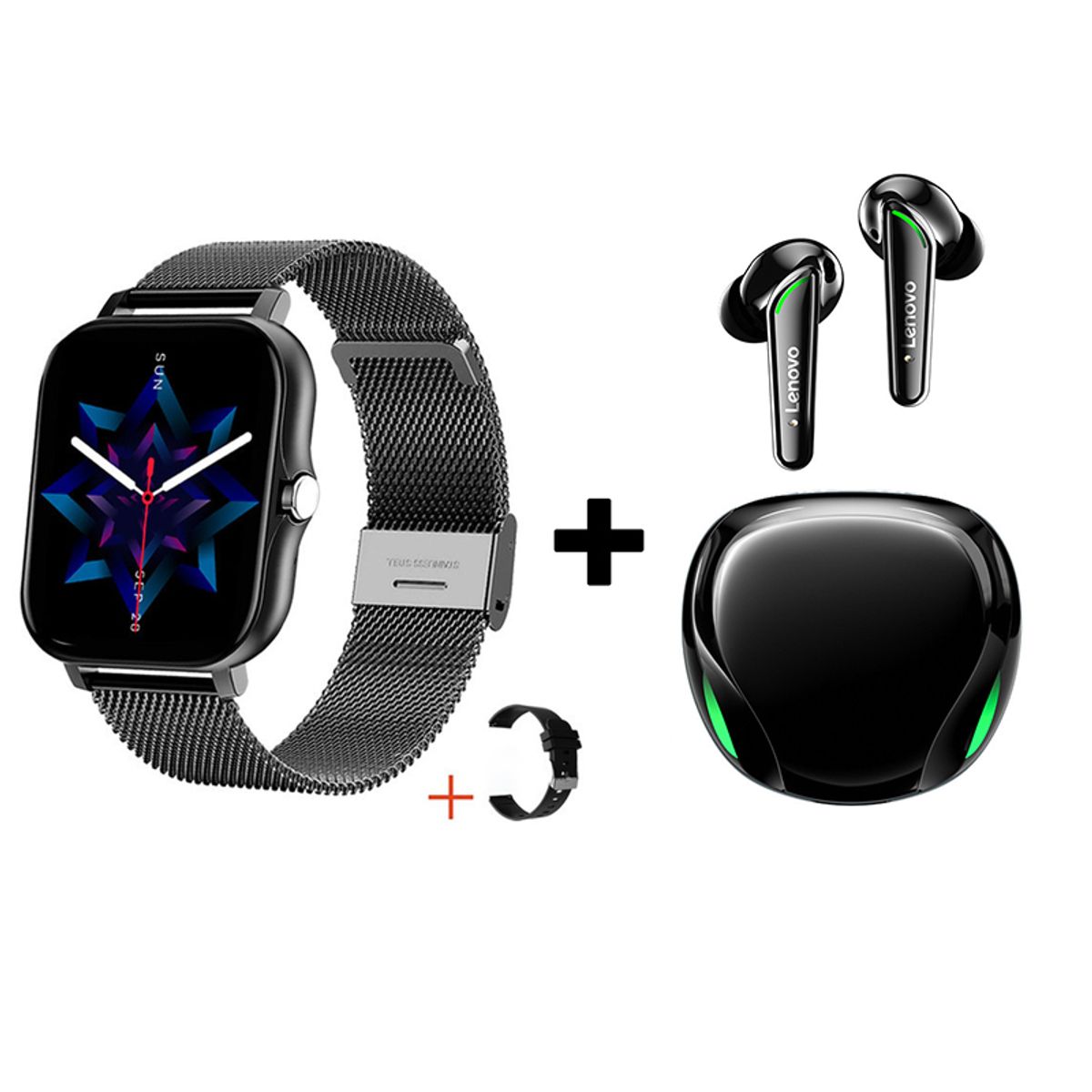LENOVO - Audífonos Bluetooth Lenovo XT92 y Reloj Inteligente Y13 - Negro
