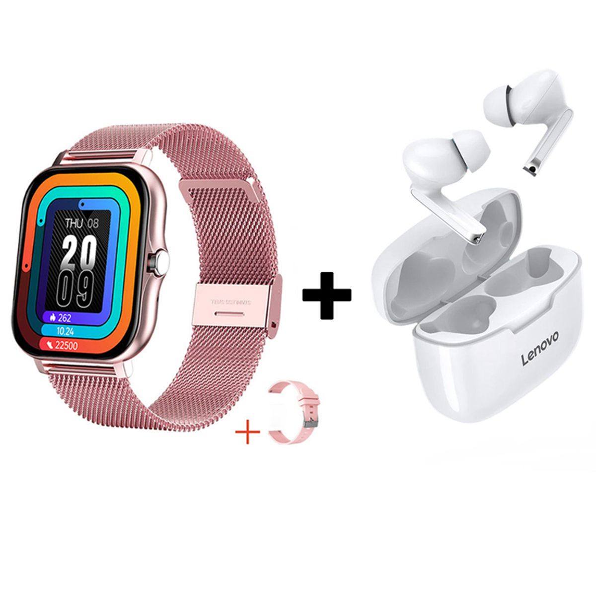 LENOVO - Audífonos Bluetooth Lenovo XT90 y Reloj Inteligente Y13 - Rosa