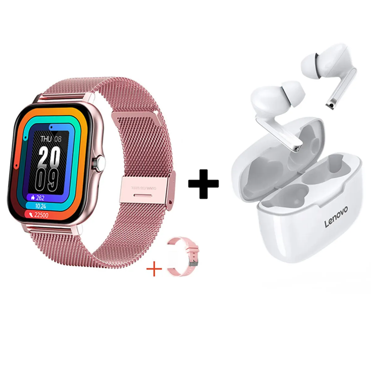 LENOVO - Audífonos Bluetooth Lenovo XT90 y Reloj Inteligente Y13 - Rosa