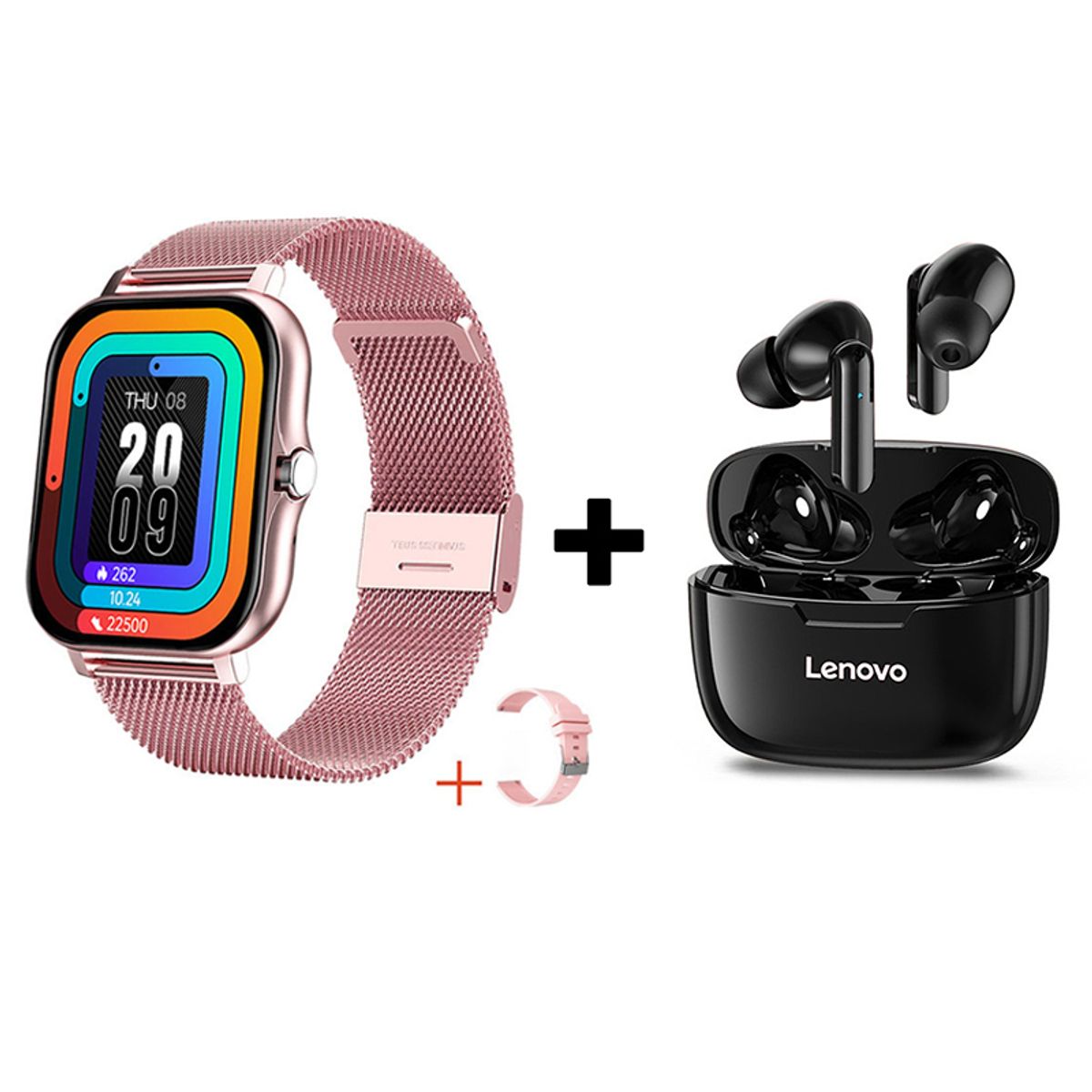 LENOVO - Audífonos Bluetooth Lenovo XT90 y Reloj Inteligente Y13 - Rosa