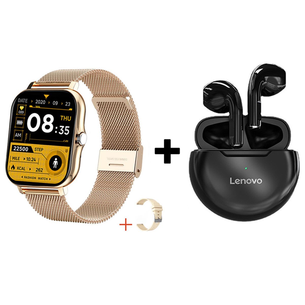 LENOVO - Audífonos Bluetooth Lenovo HT38 y Reloj Inteligente Y13 - Dorado