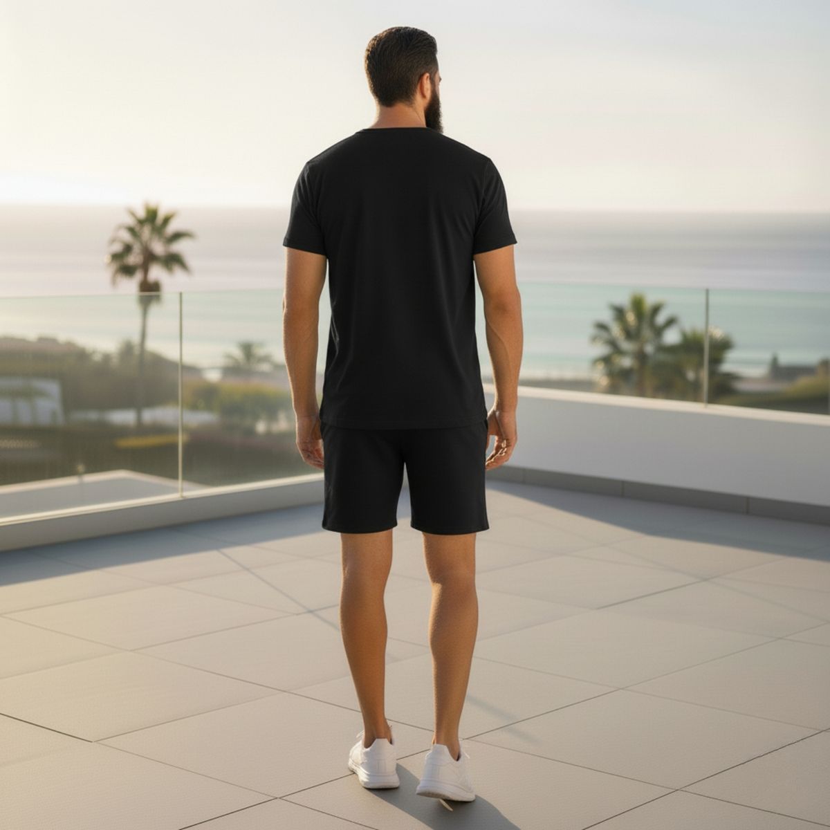 DESIGNERS - Conjunto Polera Short Hombre Algodón Premium Unicolor Verano Casual