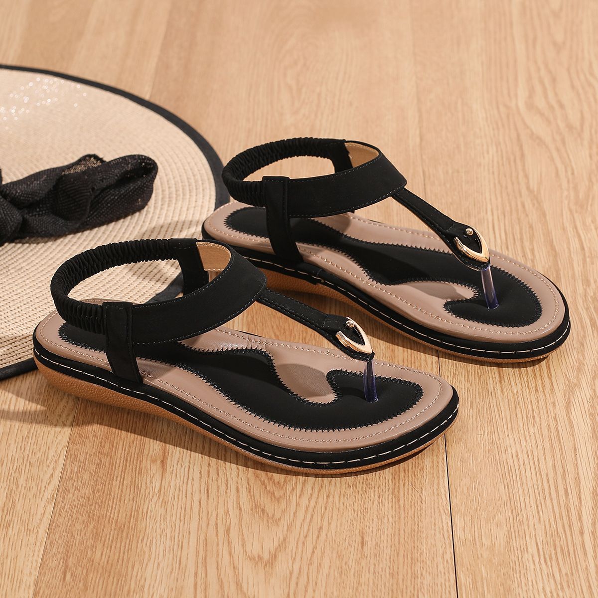 TIOZONEY - Sandalias planas con suela blanda