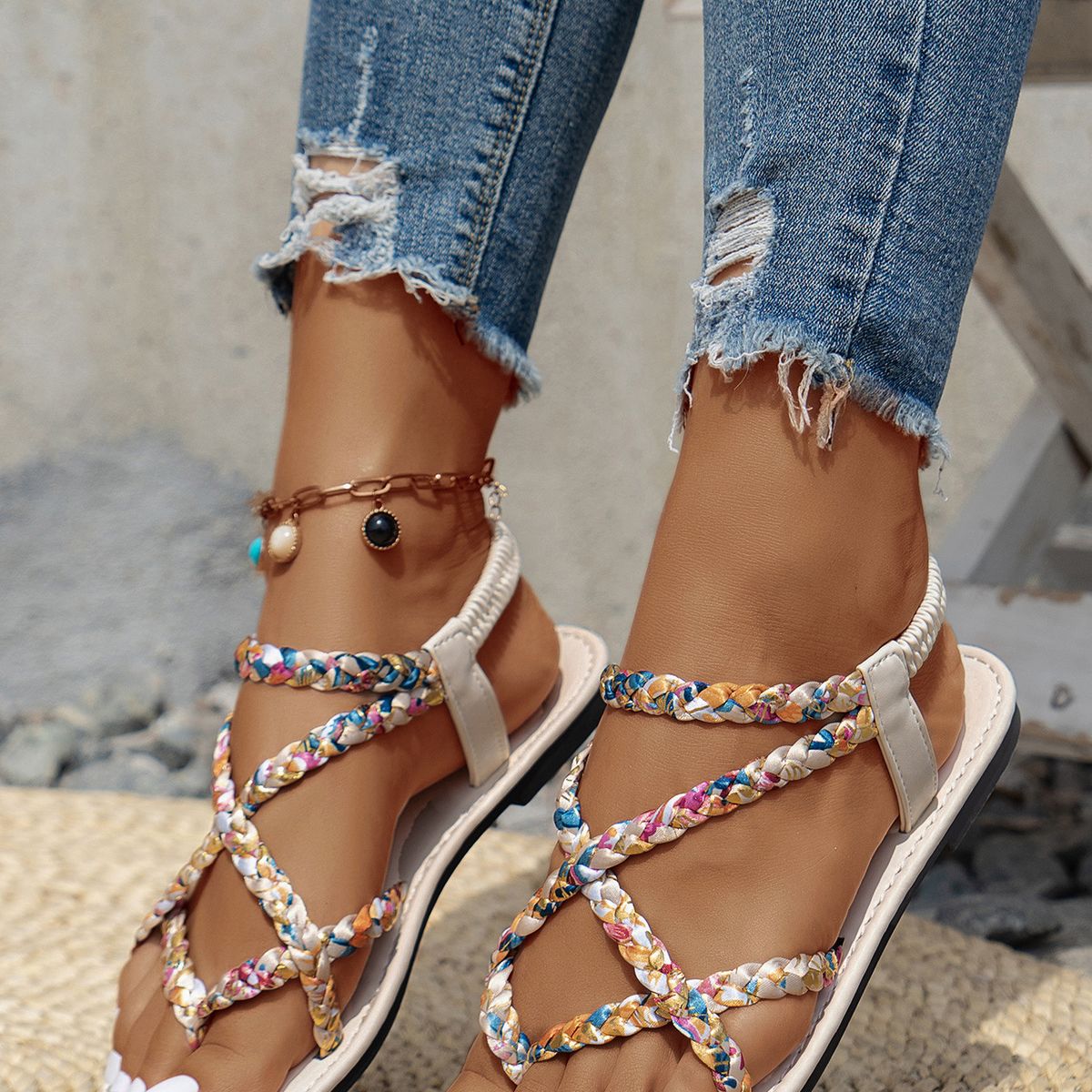TIOZONEY - Sandalias planas para mujer