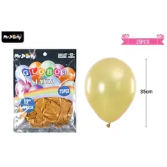 GENERICO - Globos de látex perlado dorado 35cm 25pcs