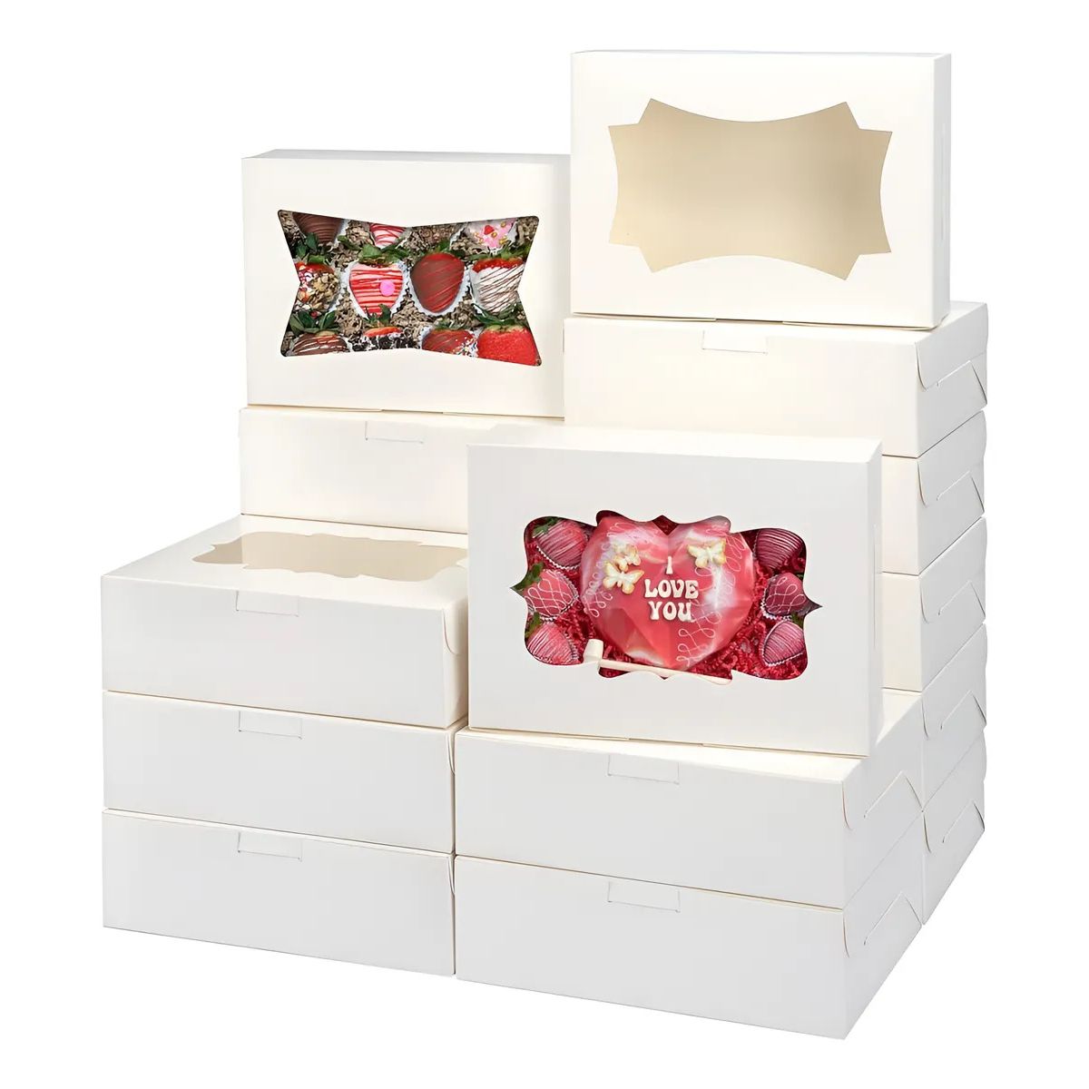 Pack 30 Cajas Para 6 Alfajores 20x15x6cm Con Visor/ventana Blanco, marca KUANGYE - Foto Principal