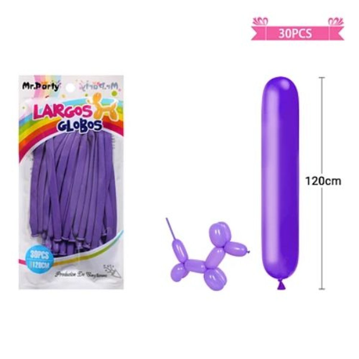 GENERICO - Globos largos morado 120cm 30