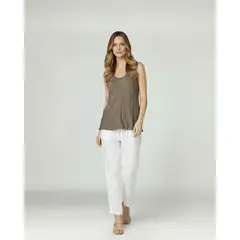 LINEATRE - Top Mujer Nerina Regular Escote redondo Tirantes Fango