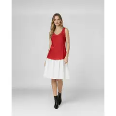 LINEATRE - Top Mujer Nerina Regular Escote redondo Rojo