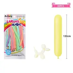 GENERICO - Globos largos colores pasteles surtidos 120cm 30pcs