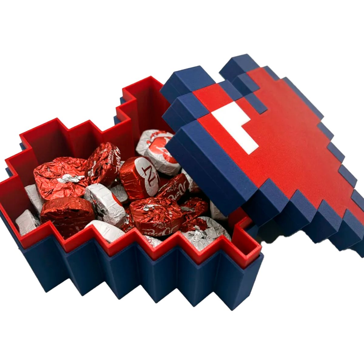 GENERICO - Caja de corazón de píxel de 8 bits para San Valentín
