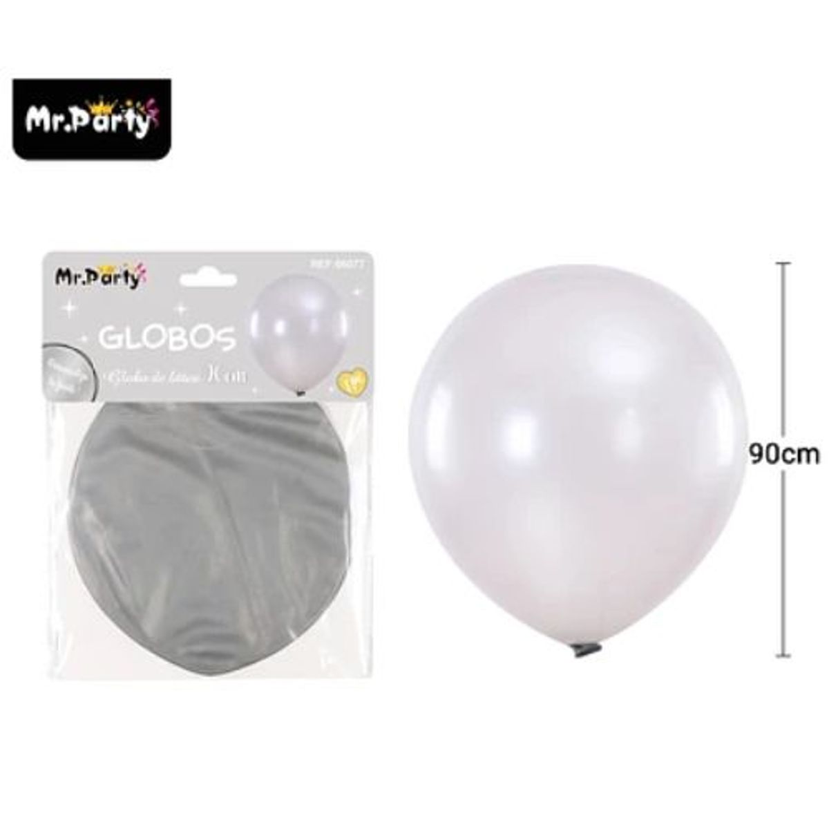 GENERICO - Globos de látex perlado plateado 90cm