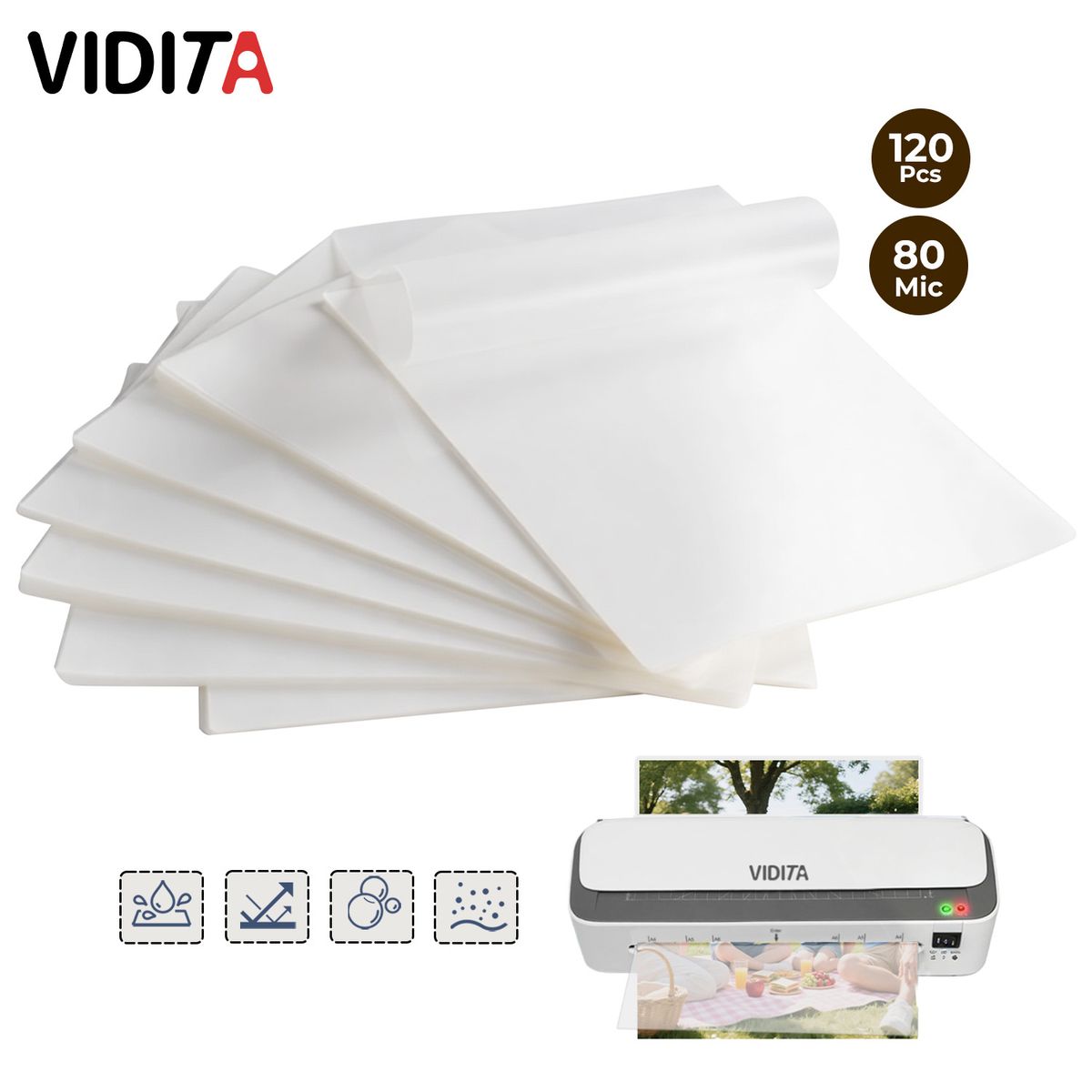 VIDITA - 120 Micas Láminas Termolaminadora Plastificadora 80 Mic A4