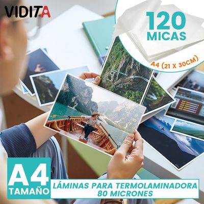 Imagen 2 del producto 120 Micas Láminas Termolaminadora Plastificadora 80 Mic A4