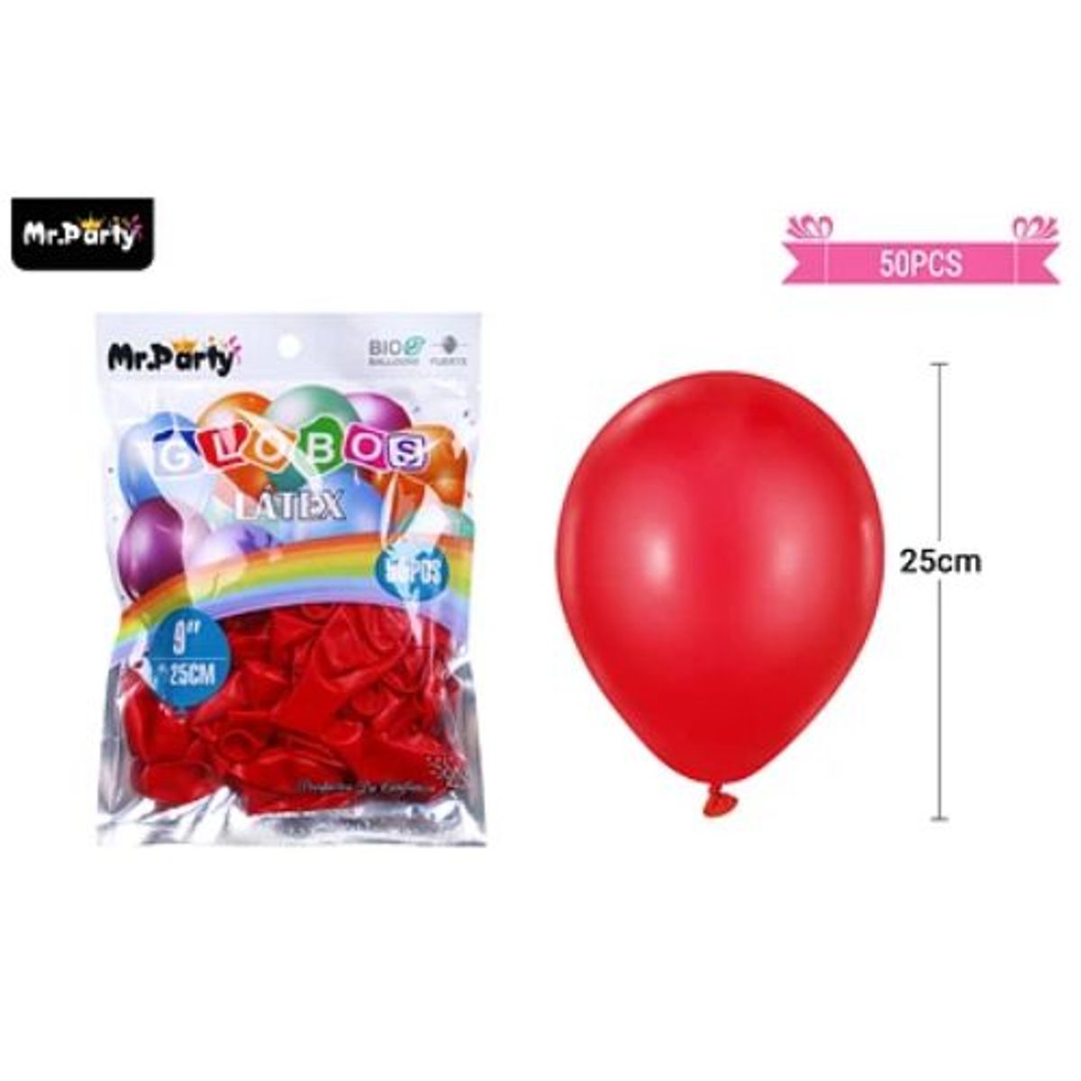 GENERICO - Globos de látex rojo mate 25cm 50pcs