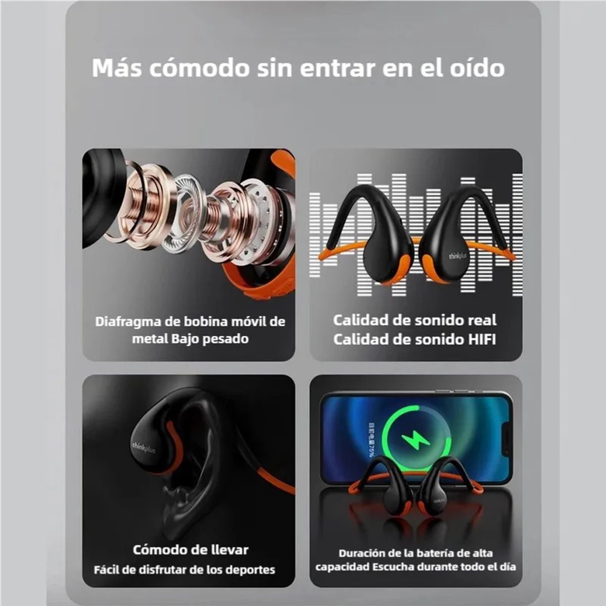 LENOVO - Audífonos de conducción ósea Lenovo X7 Negro