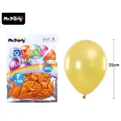 GENERICO - Globos de látex perlado dorado claro 25cm 50pcs
