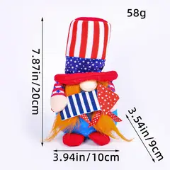 GANGLIAN - 1 Pz Patriótica Femenina No Rostro Piernas Cortas, Estrellas/Franjas, Poliéster, Decoración Día Independencia