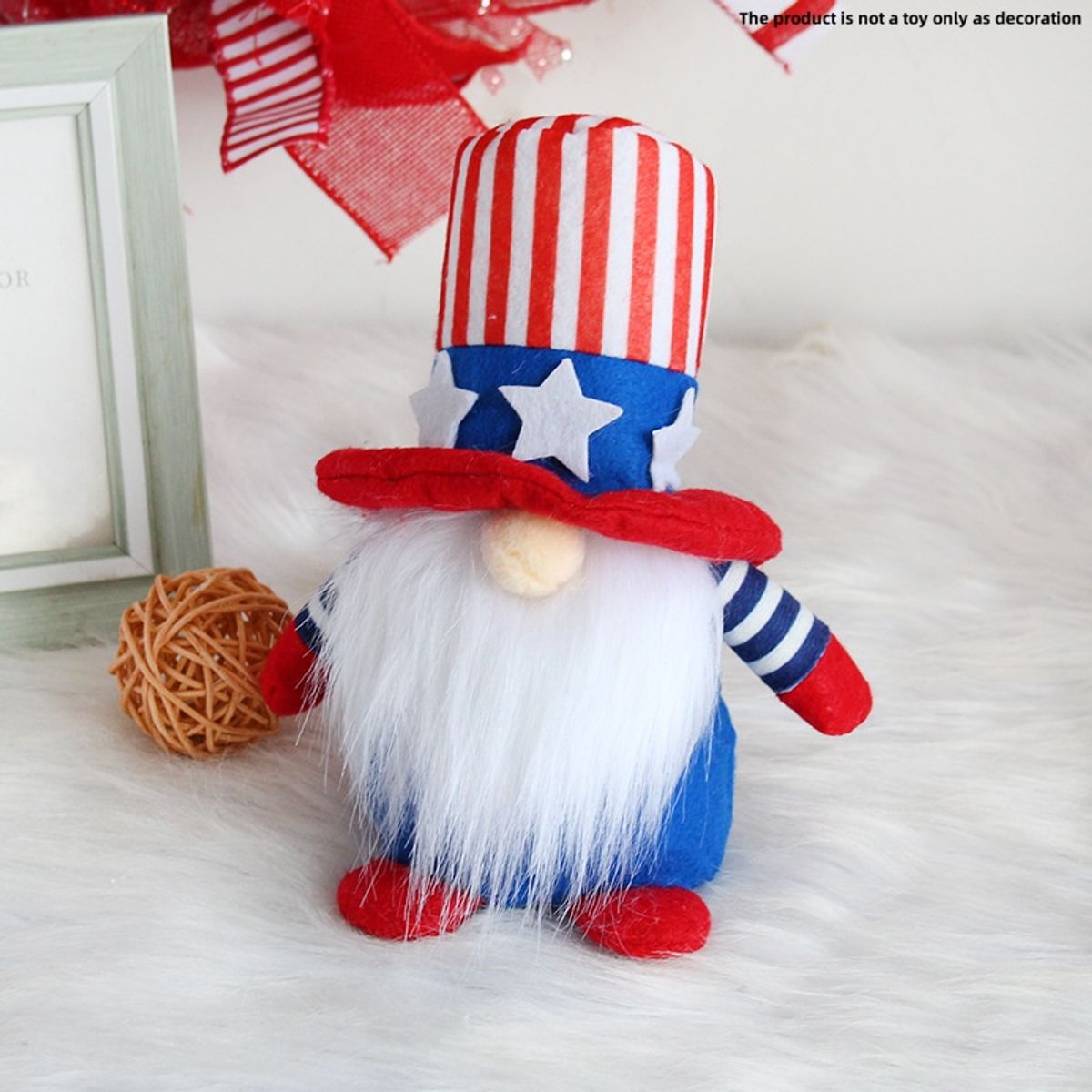 GANGLIAN - 1 Pz Decoración 4 de Julio Bandera y Estrellas, Muñeco No Rostro, Colección Clásica, Regalo Recuerdo Independencia