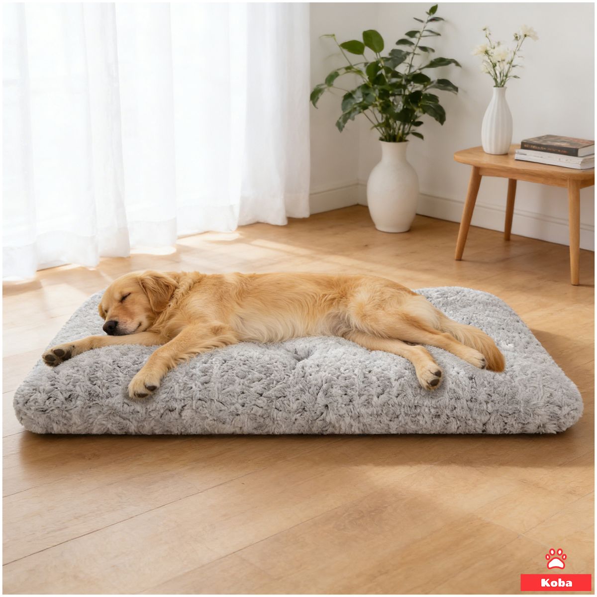 KOBA - Cama Antiestrés Lavable Para Perros Gatos Extra Grande 120x75x10cm Color Gris