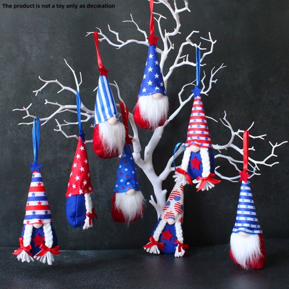 GANGLIAN - 8 Pzs Colgantes Patrióticos Miniatura No Rostro, Bandera y Estrellas, Decoración Jardín Boda 4 Julio, Colección