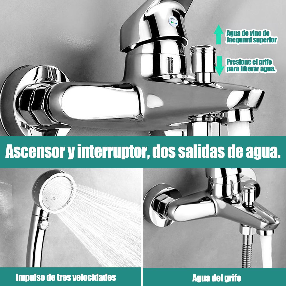 WUWAWDOGA - Llave Monomando Tina Ducha Notte Acabado Mate Color Cromo