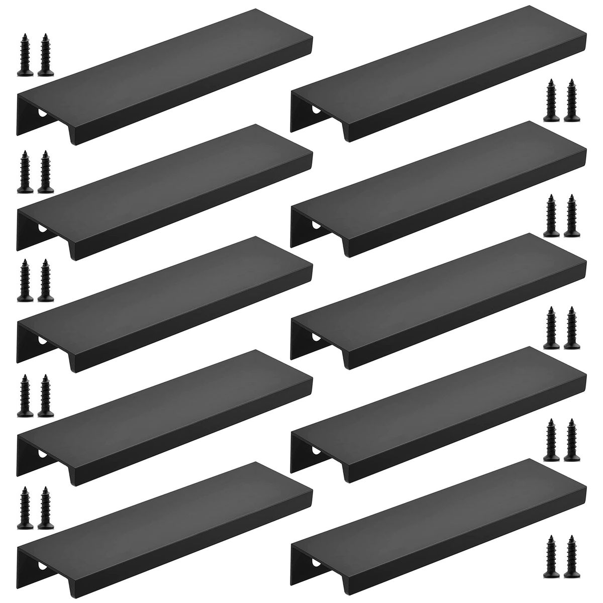 DEKANO - 10 Pcs Cajón Oculto Tiradores Mailla Negro 15cm Con Tornillo Negro