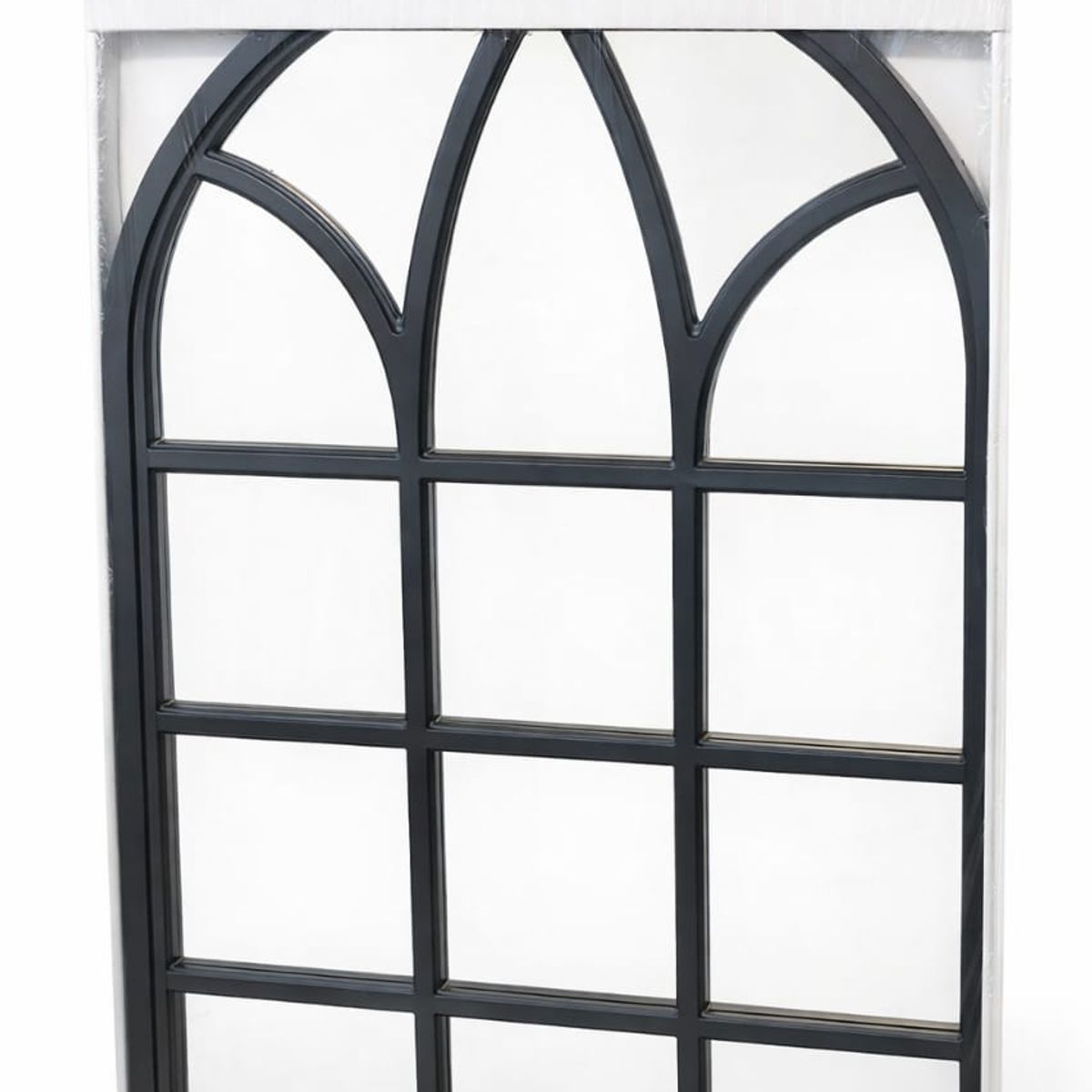 GENERICO - ESPEJO DECORATIVO NEGRO DISEÑO VENTANA CATEDRAL DE  50x78cm