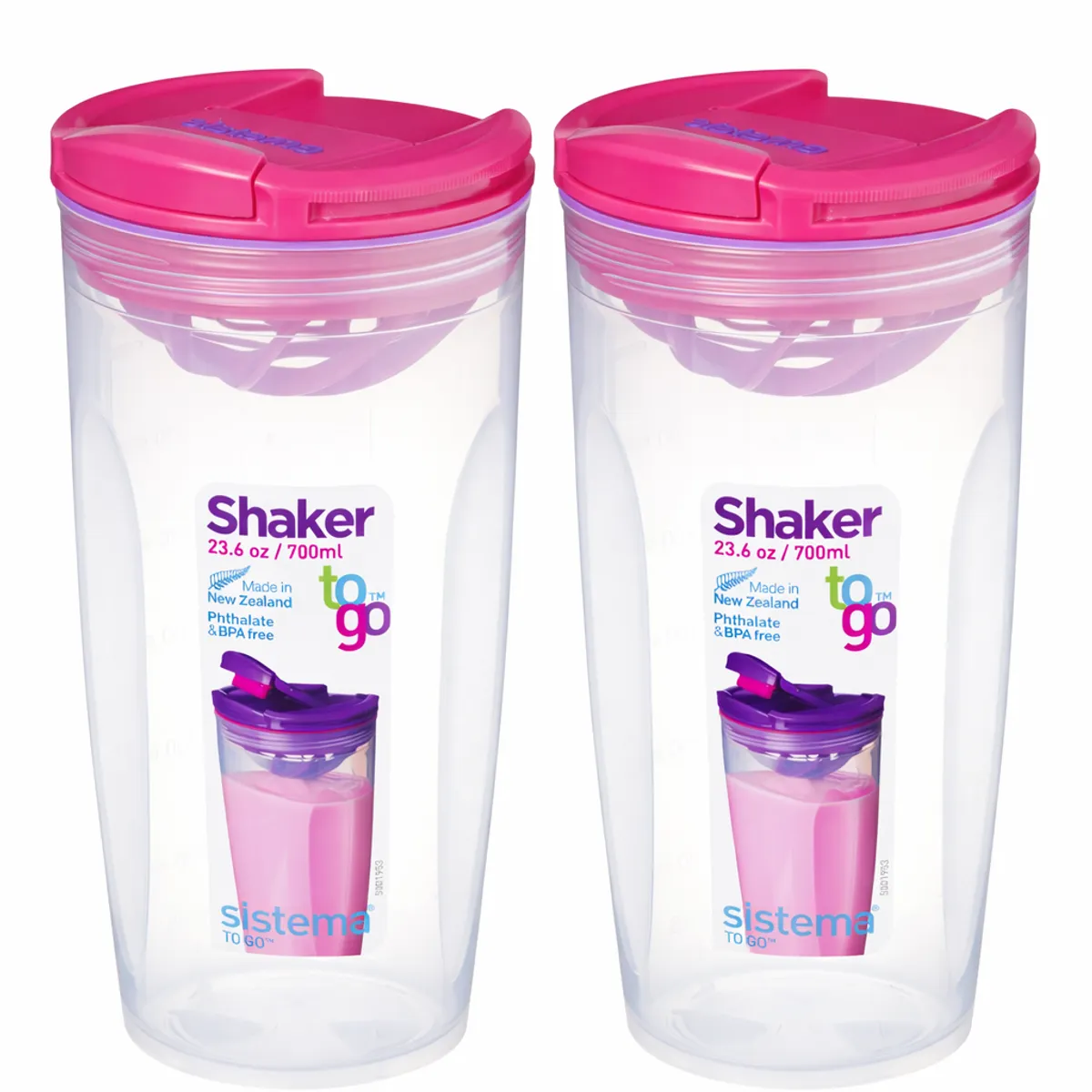 SISTEMA - Set de 2 Contenedores para Batidos  Sistema 700 ml.- Fabricado en Nueva Zelandia