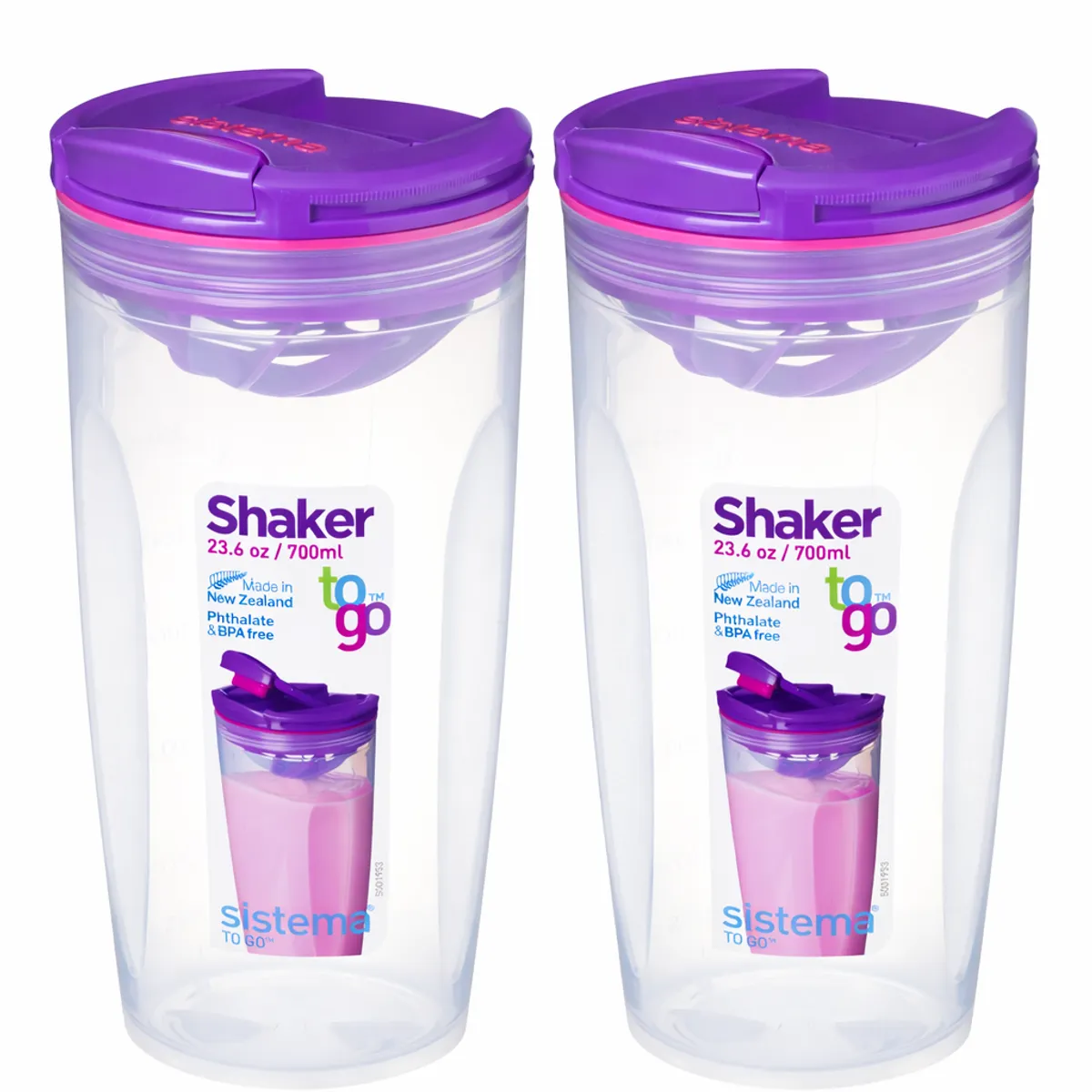 SISTEMA - Set de 2 Contenedores para Batidos  Sistema 700 ml.- Fabricado en Nueva Zelandia.