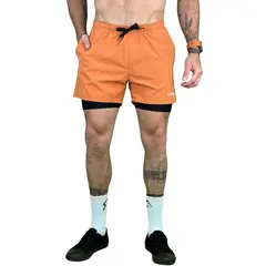 KONKO ACTIVE - Short Deportivo Hombre Con Calza 2 en 1 Perfect Rust Konko