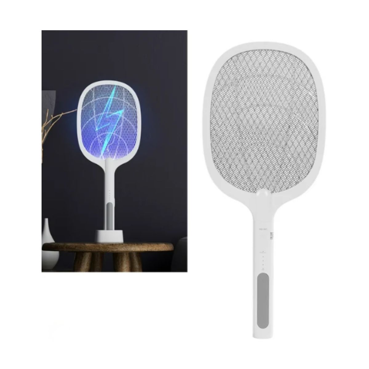 GENERICO - Raqueta Eléctrica Mata Moscas Recargable Luz Led Uv Calidad