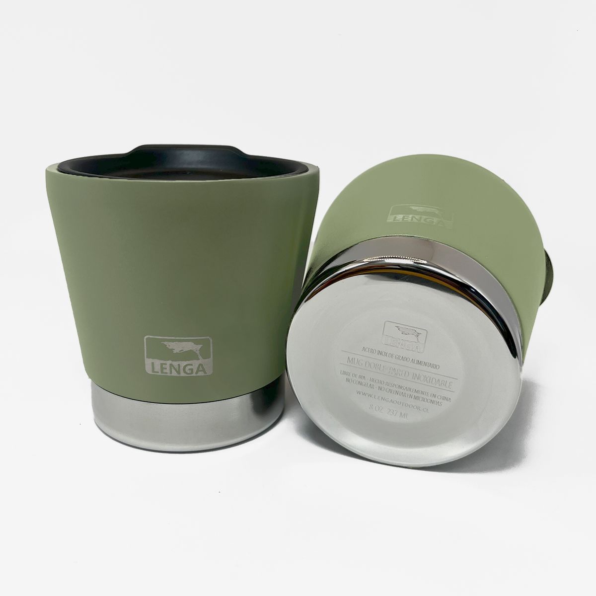 LENGA - Mug Acero Inox Doble Pared Aislante De 237ml Lenga Verde Musgo