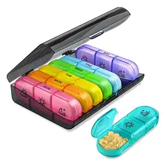 OKAY - Pastillero Semanal Organizador Portátil 3 Tomas 7 Dias Color Negro