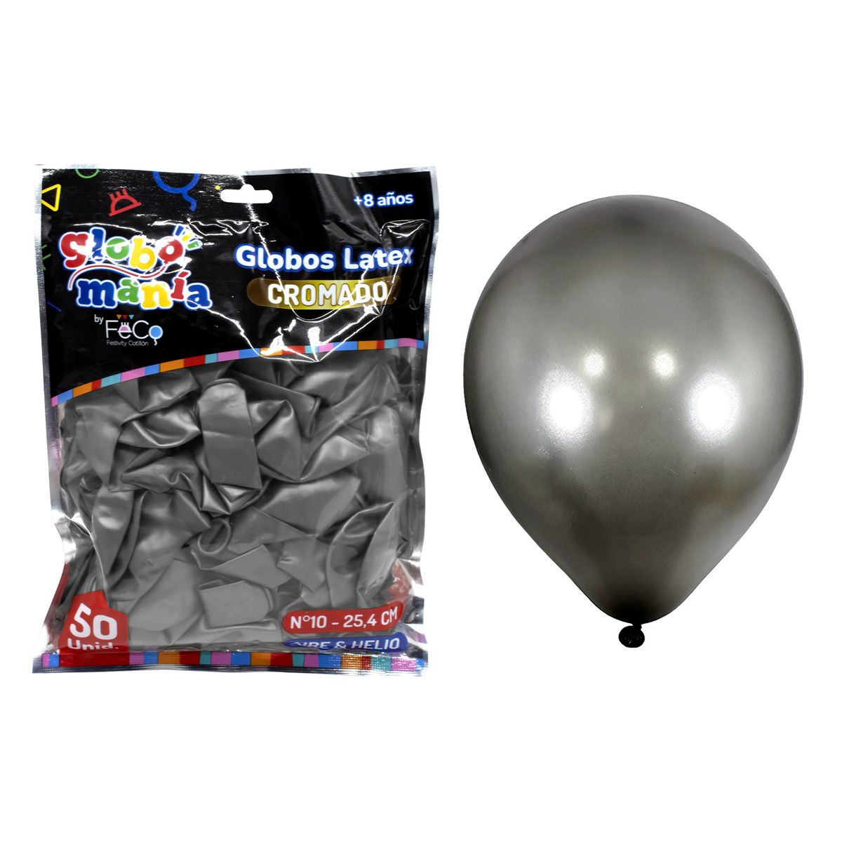 GENERICO - GLOBO 10 CHROME NEGRO X50UNI
