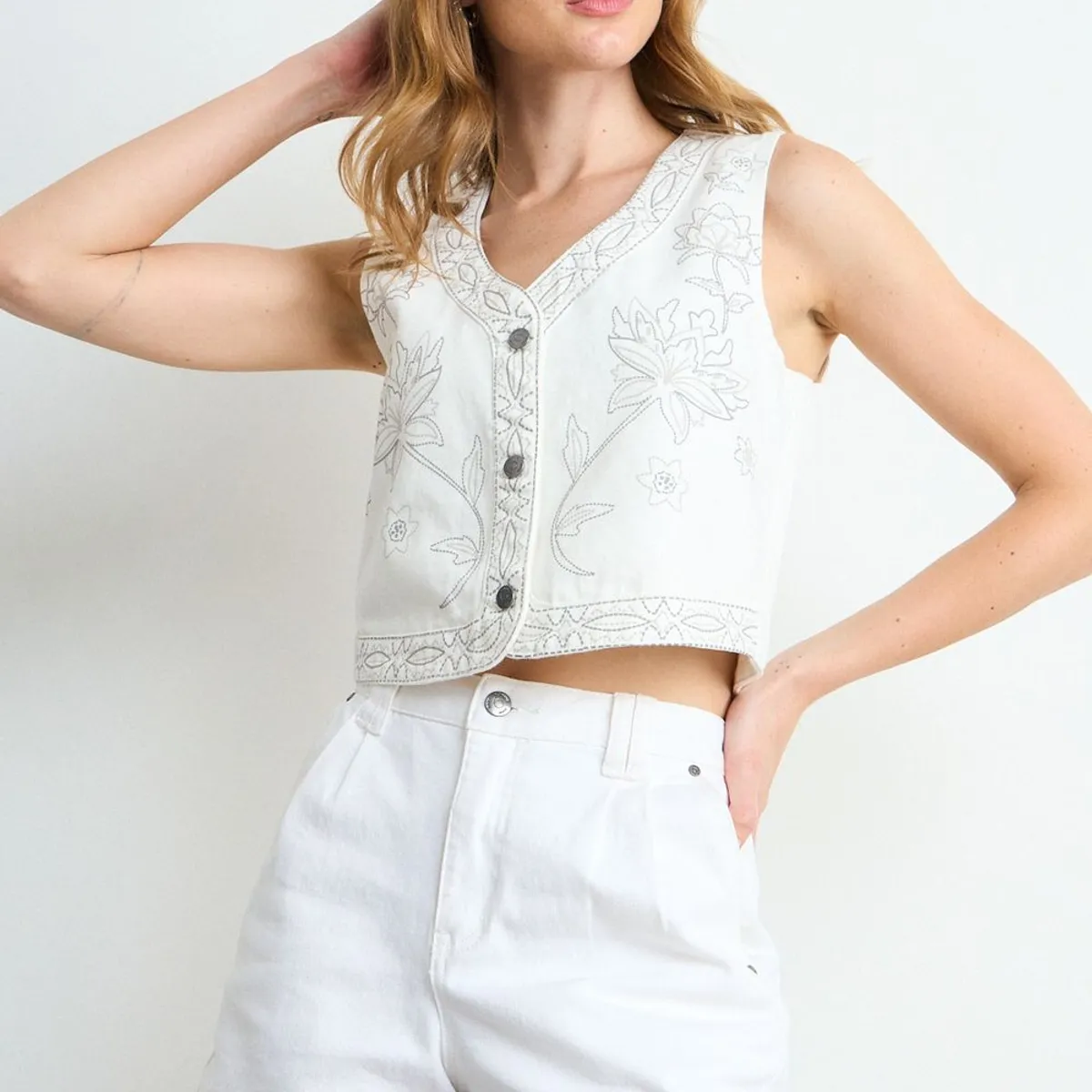 IO - Gilet Liso Mujer Crudo Io