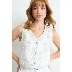 IO - Gilet Liso Mujer Crudo
