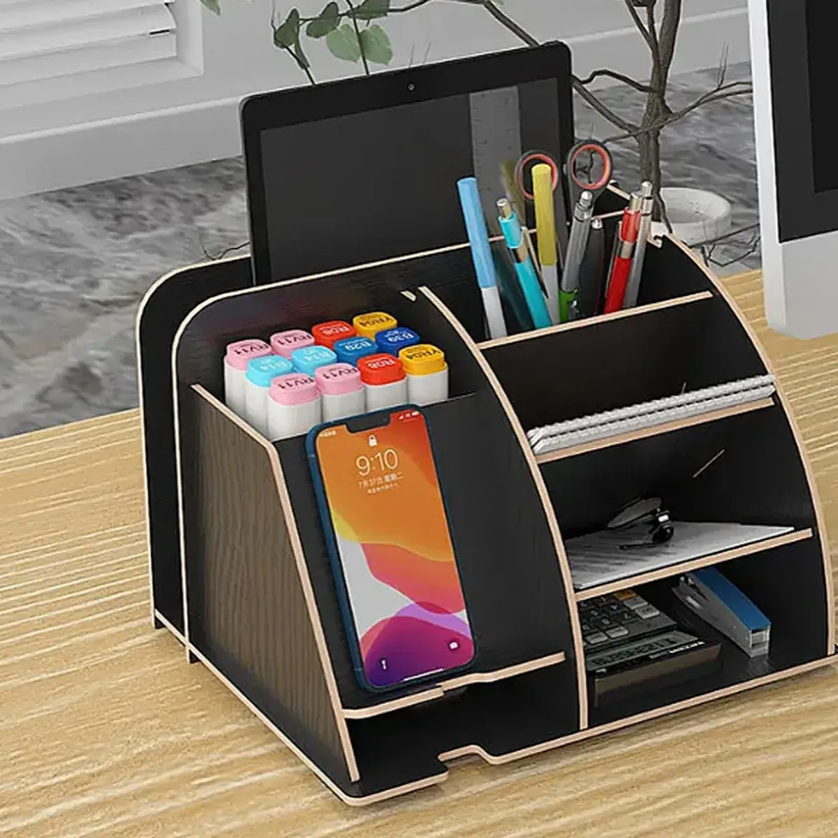 OKAY - Organizador De Lápices Plumones Escritorio Negro