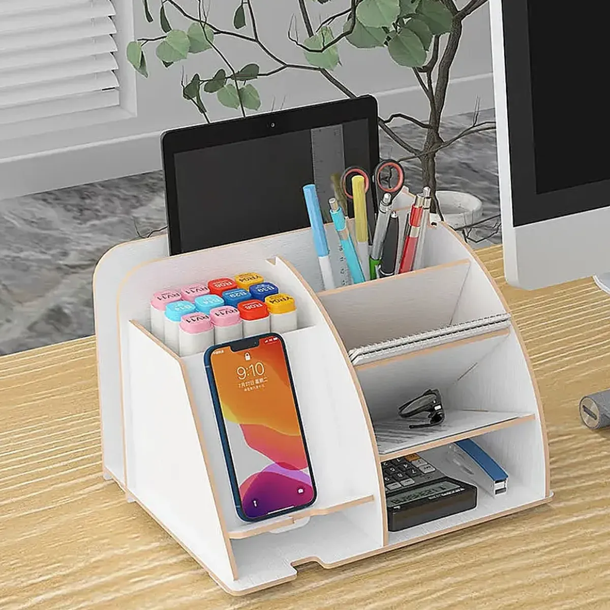 OKAY - Organizador De Lápices Plumones Escritorio Blanco