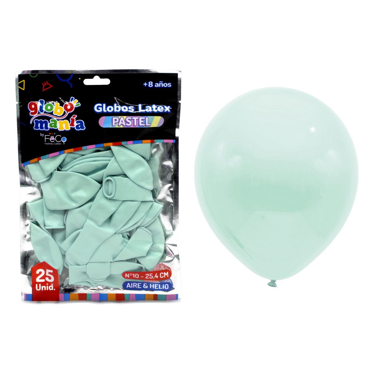 GENERICO - GLOBO 10 PASTEL MENTA X25UNI