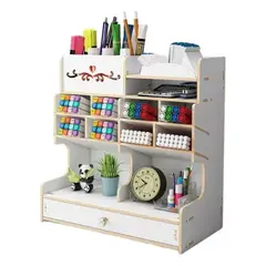 HD HOGAR SPA - Organizador De Lápices Plumones Escritorio Blanco