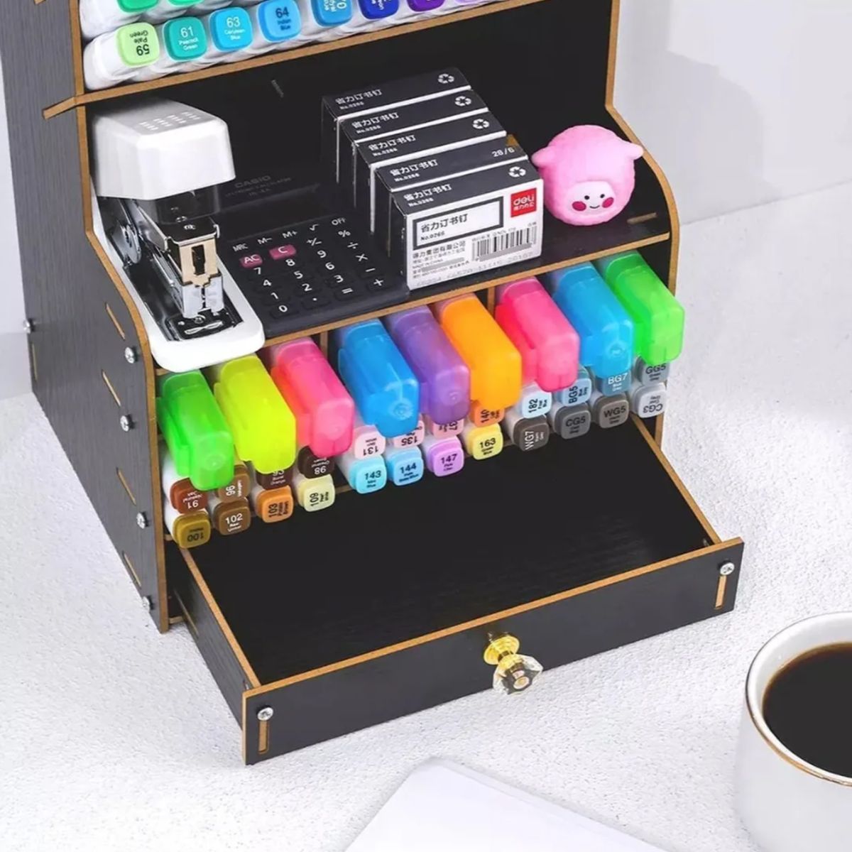 OKAY - Organizador De Lápices Plumones Escritorio Negro
