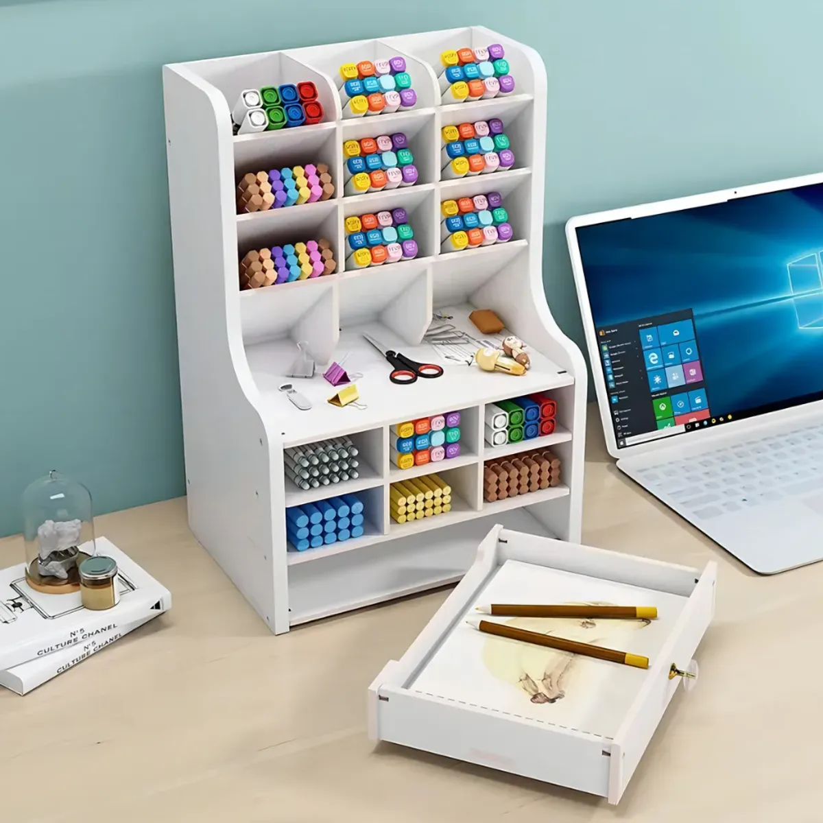 OKAY - Organizador De Lápices Plumones Escritorio Blanco