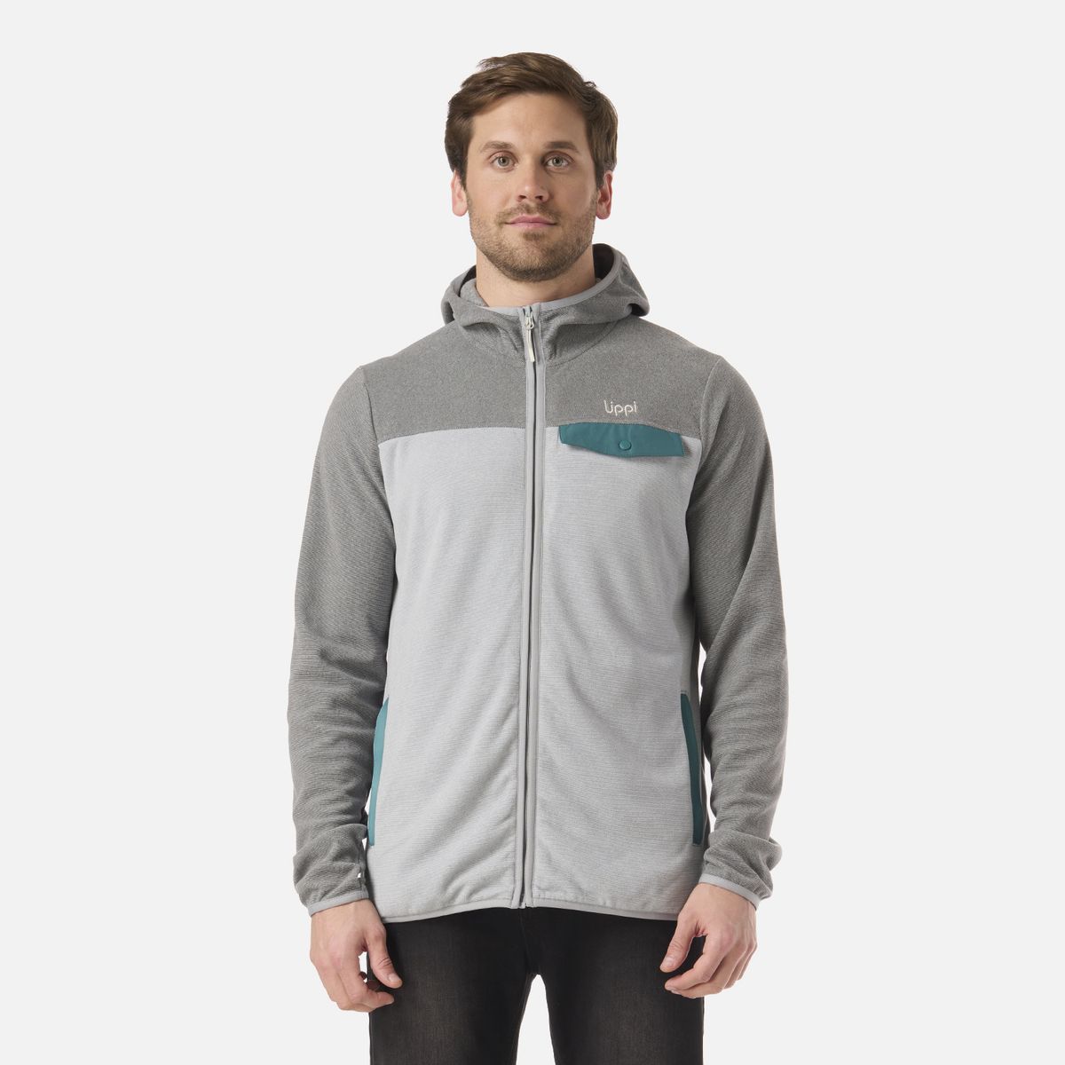 LIPPI - Polar Hombre Fireplace Full Zip Hoody Sweatshirt Gris Lippi