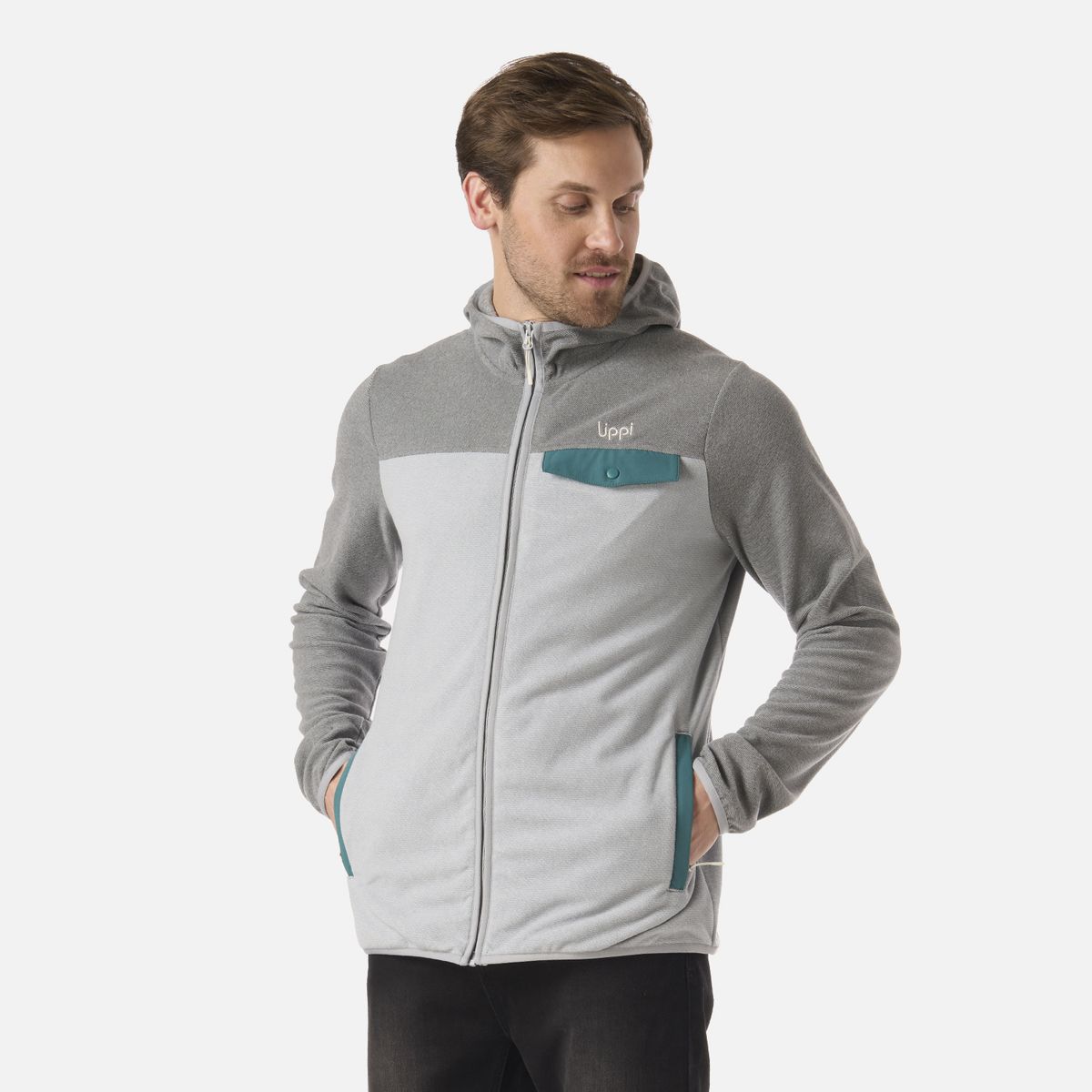 LIPPI - Polar Hombre Fireplace Full Zip Hoody Sweatshirt Gris Lippi