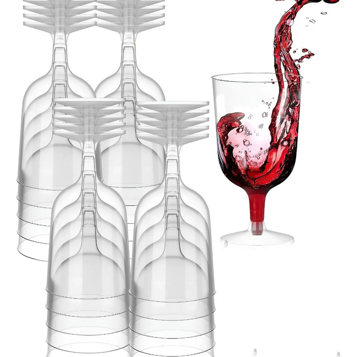 PASTELERIUSCL - 40 Copas De Vino Copa Acrilico Copa Plastico Copas  Fiesta Eventos Vino Cóctel 6oz/177ml Transparente