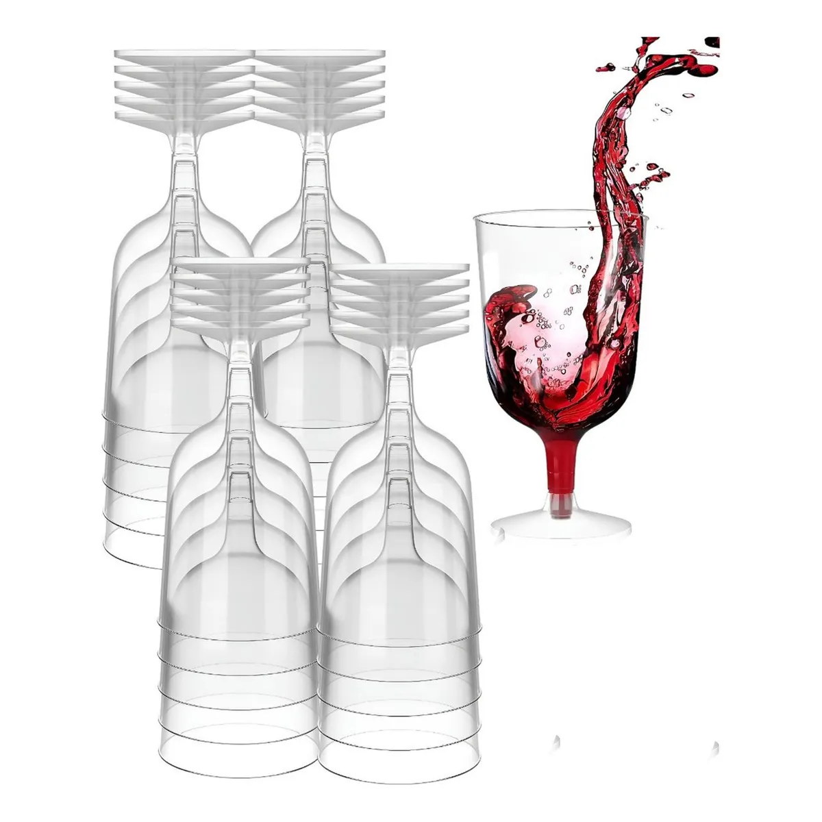 PASTELERIUSCL - 40 Copas De Vino Copa Acrilico Copa Plastico Copas  Fiesta Eventos Vino Cóctel 6oz/177ml Transparente