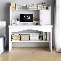 ACTUAL - Escritorio Blanco Multifuncional 2 Cajones Estante 120x100x48