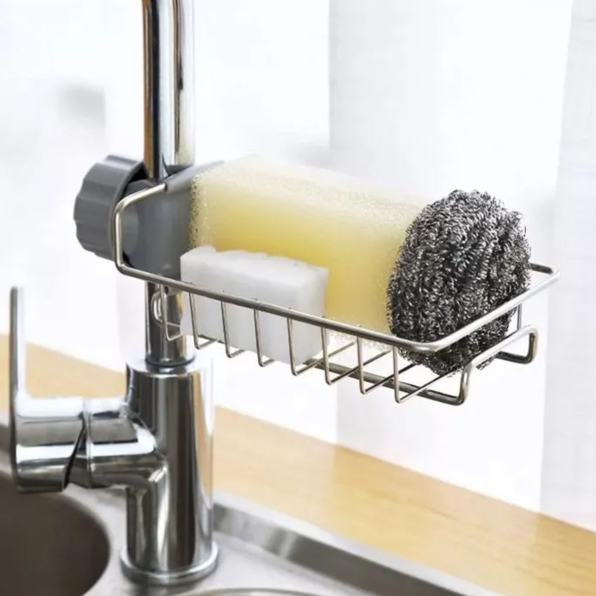 OKAY - Organizador Para Esponja Lavaplatos Esponjas Cocina Color Plateado