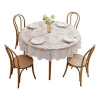 Mantel Redondo Hogar Visillo Encajes 180x180cm Color Blanco